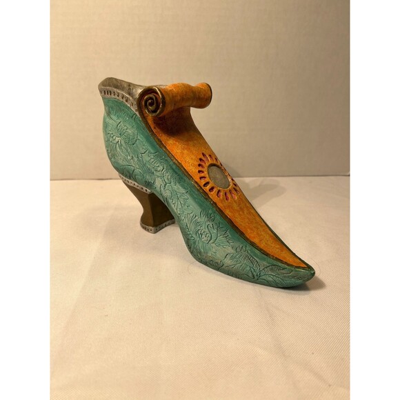 1998 CBK, LTD LLC Exclusive 5 1/2 “ Turquoise & Orange Resin Heel / Pump Shoe - Picture 1 of 7